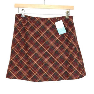 American Eagle Outfitters Y2K Mini Skirt Maroon Grey Yellow Plaid Size 10